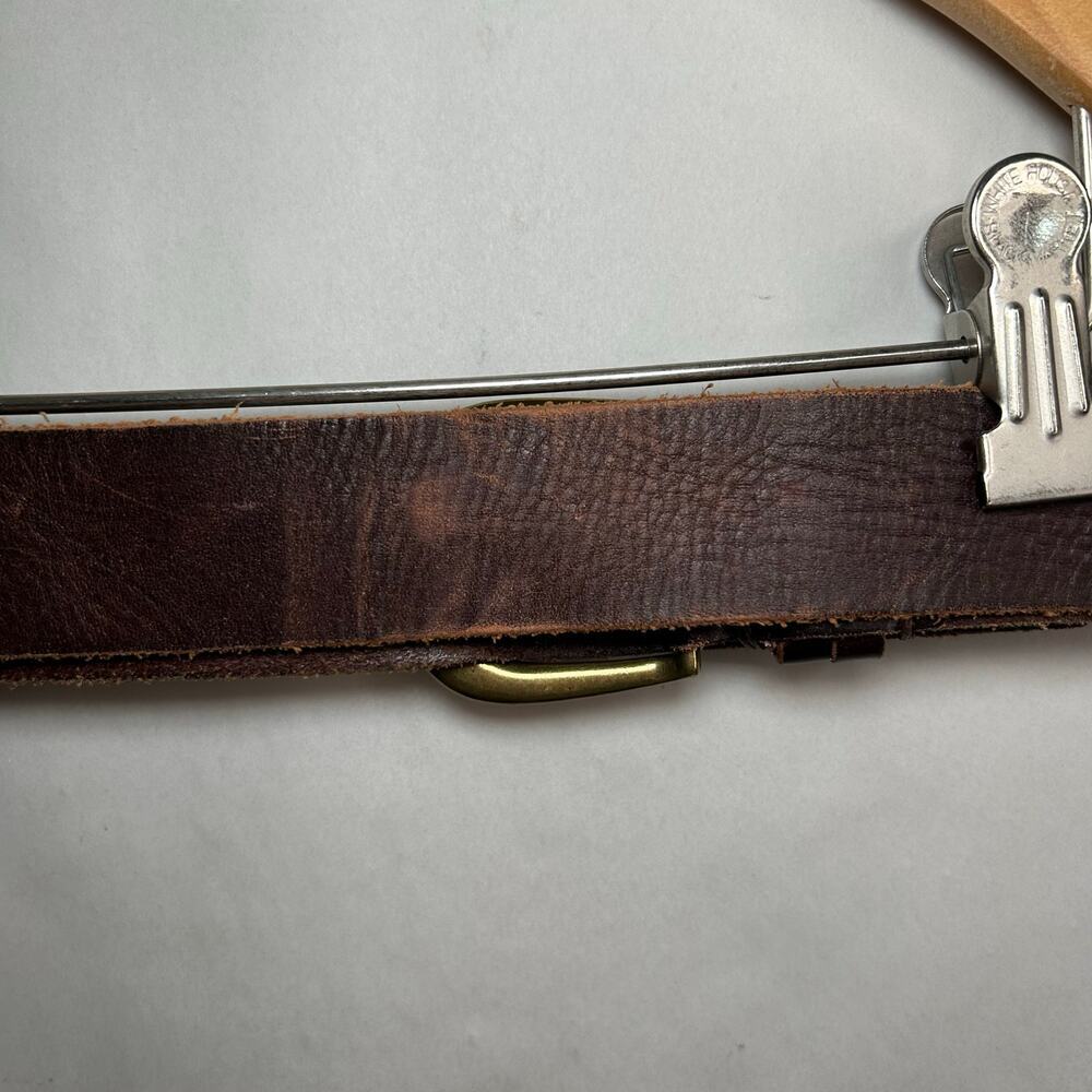 BDG M/L Belt Double Buckle Gold Tones Brown Leather - Picture 5 of 6